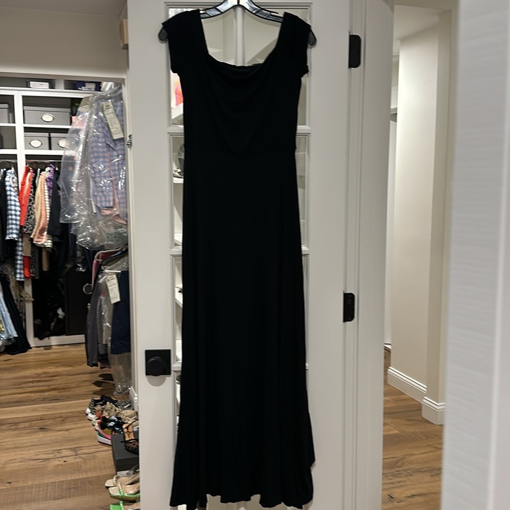 LOFT off the shoulder black jersey maxi dress size small - Picture 2 of 5